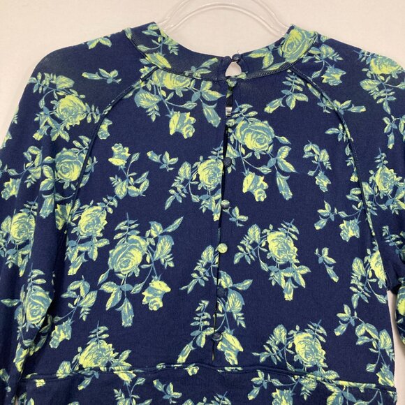 New Free People Boho Floral Keyhole Dinner Party Blouse Indigo Combo Large - Picture 11 of 12
